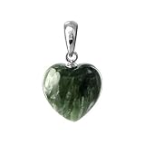 Sterling Silver 12mm Heart Seraphinite Gemstone Dangle Pendant
