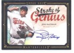 2008 Upper Deck / UD Masterpieces Stroke of Genius Signatures #JN Joe Nathan - Minnesota Twins (Autographed Card) (Baseball Cards)
