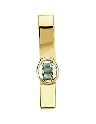 18K Yellow Gold Oval Cut Prasiolite (Green Amethyst) Pendant -- LIFETIME WARRANTY