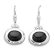 Oval Black Onyx Cabochon Lever Earrings