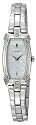 Seiko Women's Silver-Tone Baguette 8 Diamonds White Mother Of Pearl Dial Watch #SZZC59