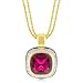 14k Gold Plated Double-Stranded Fashion Necklace with Pink CZ Pendant- 16 IN