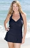 Black Plus Size Sweetheart Twist Front Swimdress Swimsuit - Plus Size Swimwear Plus Size Swimsuit