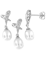 Sterling Silver and Freshwater Pearl Earring and Pendant Set