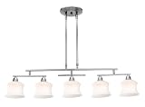 Isis 5-Light 37 Adjustable Brushed Steel Pendant with Opal Glass 23850