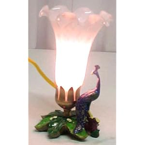 Frosted Glass Peacock Accent Table Lamp