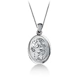 Sterling Silver Engraved Oval Pendant w/chain 18