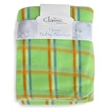 Fleece Blanket: Green with Orange and Blue Stripes
