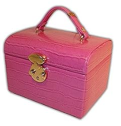 Exclusive Crocodile Genuine Pink Leather Joan Jewelry Case