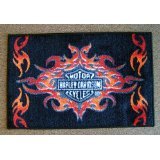 Harley Davidson Motorcycle Rug Mat Orange Flame Indoor Outdoor
