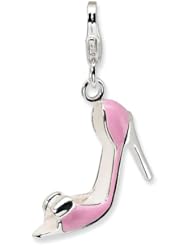 Sterling Silver Pink Enameled Bow-top High Heel w/Lobster Claw Clasp Clasp Charm