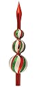 Shiny Peppermint Stripe Finial Vintage Glass Christmas Tree Topper 13"