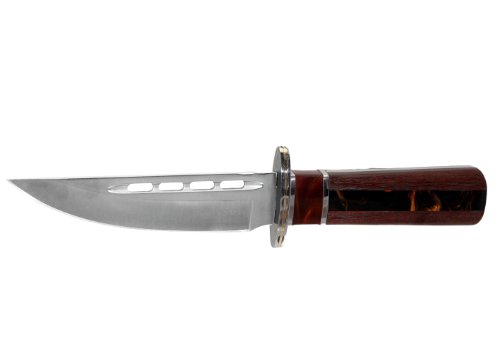 Columbia couteau de chasse avec manche en bois décoré et lame de 440-C en acier inoxydable avec gaine