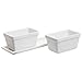 Small Modern 2 Piece White Ceramic Windowsill Flower Box w/ Removable Tray / Succulent Planter Pot