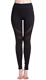Lotsyle Women's Mesh Panels Stretchy Workout Sports Gym Yoga Leggings Ninth Pants