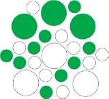 Set of 30 - White / Kelly Green Circles Polka Dots Vinyl Wall Graphic Decals Stickers