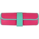 Review   / Azalea Pink Turquoise Baekgaard Vivid Bright Leather Jewelry Roll for travel - packed with features!
