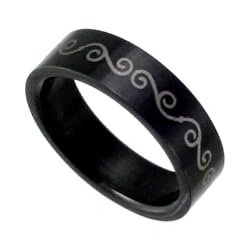 Black Stainless Steel Band with Celtic Design Width: 6mm Sizes 8-13