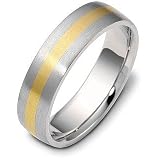 18 Karat Gold and Platinum 6.5mm Comfort Fit Wedding Band Ring