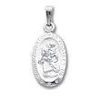 18in Rhodium-plated Small Oval St. Christopher Medal Necklace