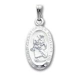 18in Rhodium-plated Small Oval St. Christopher Medal Necklace