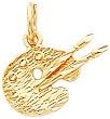 14K Yellow Gold Artist Palette Paint Charm Diamond Cut