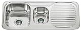 Kitchen Sinks Inset 1.5 Bowl Brushed Steel Finish With Drainer And Full Waste Kit (E01 bs)