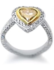 1.80 Yellow and White Diamond Heart Shape Ring