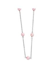 Sterling Silver 17in 7-8mm Pink Freshwater Cultured Pearl w/ 2in ext. Necklace.