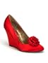 Bordello Red Satin Wedge Pump - 9