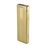 Aomai Gold Ornate Striped Checker Design Cigarette Cigar Smoking Pipe Refillable Butane Green Torch Jet Flame Lighter