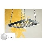 Rogar White Rectangular Pot Rack with Chrome Accessories 30-in.