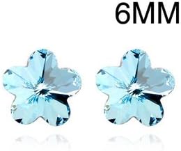 Authentic Austrian ocean blue crystal 18k white gold plated romantic sakura earrings jewelry