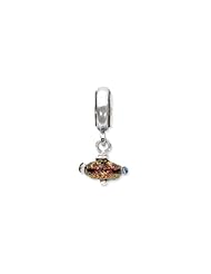 Sterling Silver Red Dichroic Glass Dangle Charm for 3mm Bracelets