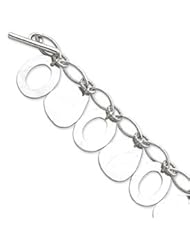 Sterling Silver Hammered Dangles Circle Bracelet QH1003-7.5"