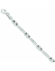 Genuine 14K White Gold 7In Diamond-Cut Satin Polished Fancy Bracelet 7 Inches 3 Grams Of Gold 100% Satisfaction Guaranteed.