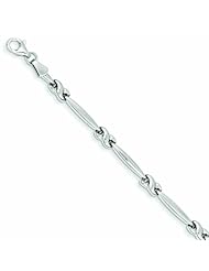14K White Gold 7in Diamond-cut Satin Polished Fancy Bracelet 7 Inches