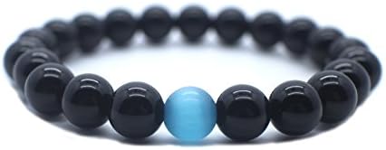 Delores handmade Healing Power Crystal Elastic Stretch Round Beaded Bracelet (Black)