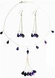 Necklace Earring Set Sterling Silver & Amethyst Gemstones