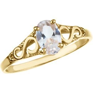 Cheap Girls Jewelry Jewelplus Youth Imitation Birthstone Ring 14K Yellow April For Sale