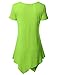 Doublju Women Comfy Short Sleeve Handkerchief Hem Long Tunic with Plus Sizes