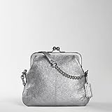 AUTHENTIC COACH BONNIE SILVER METALLIC OLIVE FOLDOVER CLUTCH/DEMI 13397