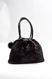 Sheared Mink Fur Handbag - Pom Pom Detail