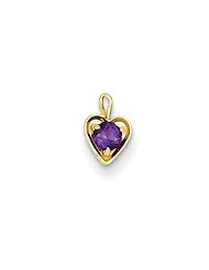 14k Yellow Gold February Birthstone Heart Charm