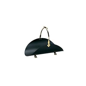 Black Fireplace Wood Basket with Brass Handle