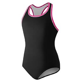 Speedo 1pc Solid Piped Racerback Girls