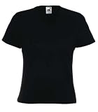Fruit of the Loom Lady-Fit V Neck T in Black Size XS-8 (SS72)