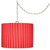 Red Ribbon Swag Style Plug-In Chandelier
