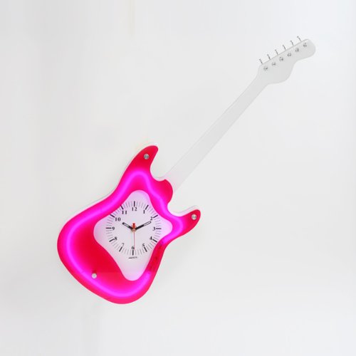 Cover image : Guitar Wall Clock - Red Neon