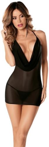 Escante Womens Sheer Cowl Neck Lingerie Dress (2X)
